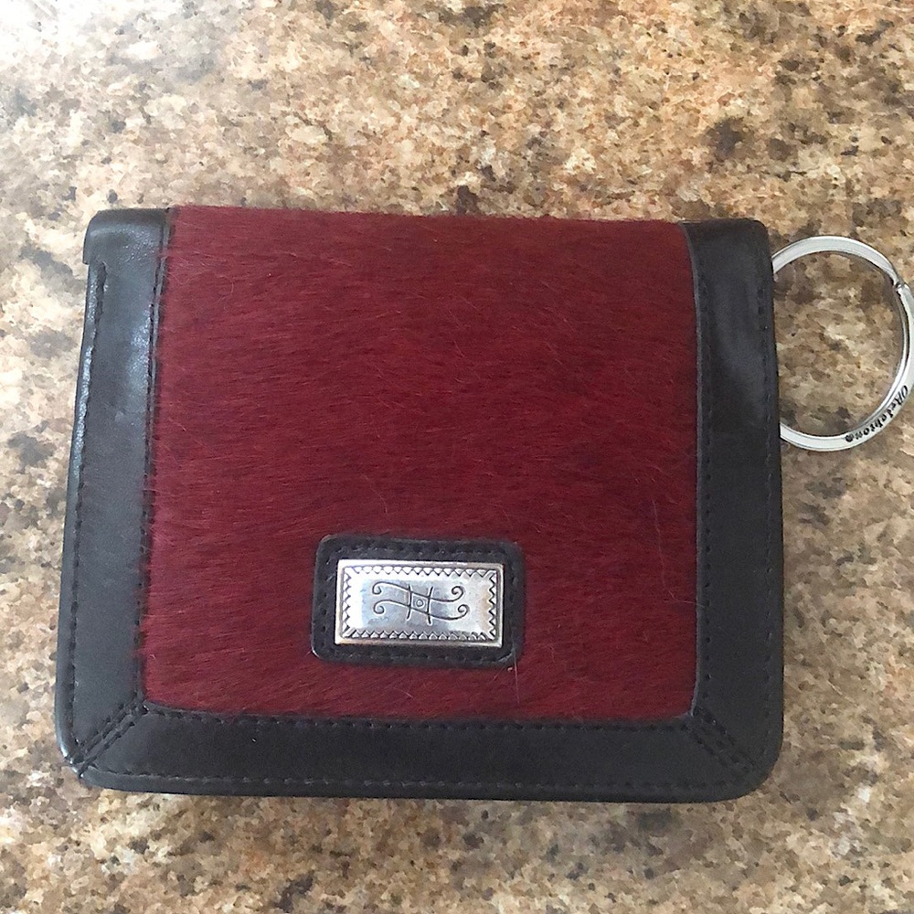 Brighton Wallet Billfold Red & Black Pony Hair
